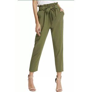 Grace Karin Cropped Pencil‎ Trousers Pants Khaki Green S Business Career Wear